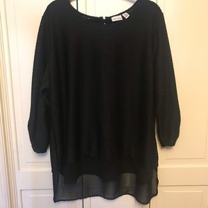 Kim Rogers Black Semi-Sheer Top Size 3XL